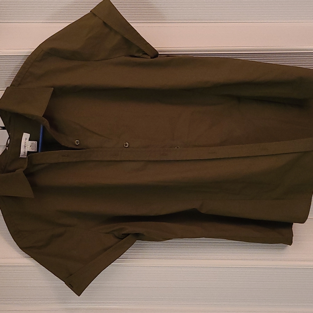 Women's Liz Claiborne blouse, olive green,  short-sleeved, size XL
